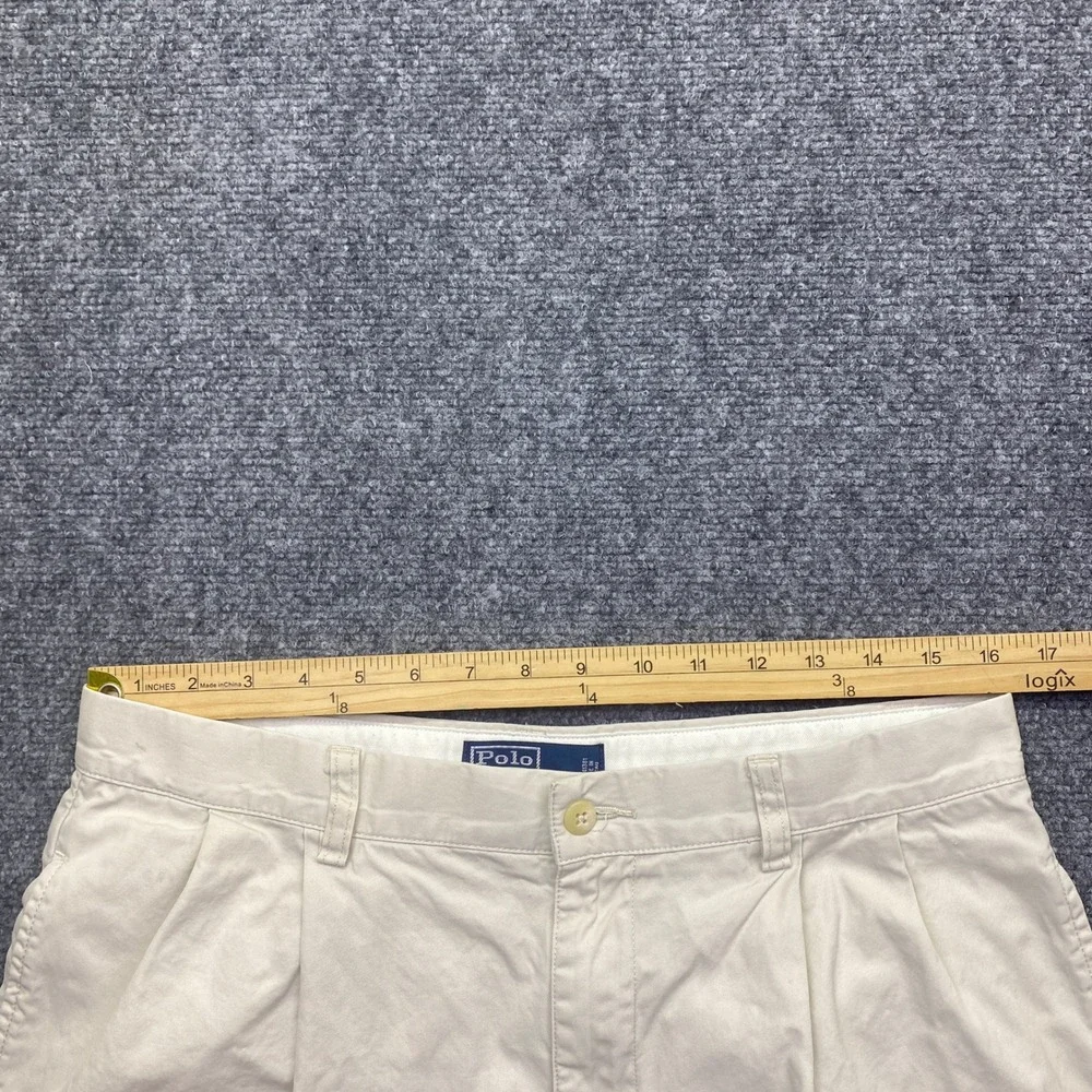 Polo Ralph Lauren Hammond Pant Mens Sz 33 Beige Pleated Cotton Chino Trousers